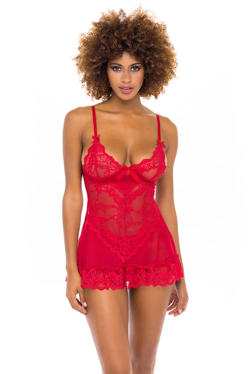 Valentine Lace Babydoll • Crimson Red