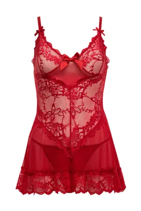 Valentine Lace Babydoll • Crimson Red