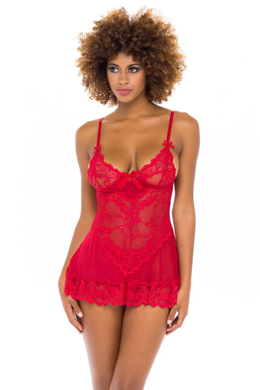 Valentine Lace Babydoll • Crimson Red