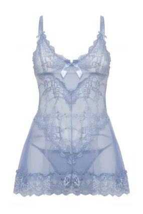 Valentine Lace Babydoll • Light Steel Blue