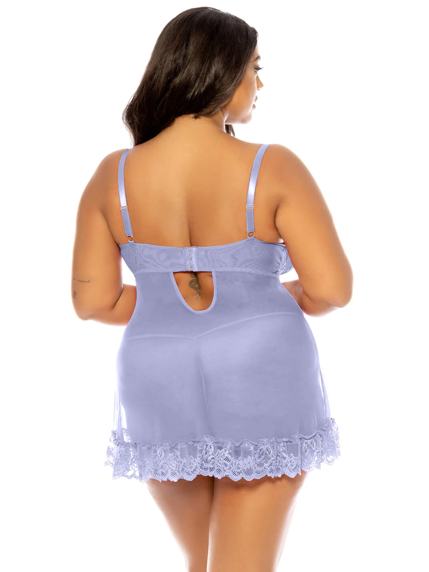 Valentine Light Blue Lace Babydoll • Curve