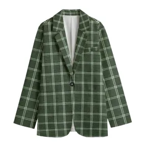 Vampire Art 100% Cotton Dark Academia Victorian Vintage Green Windowpane Women's Leisure Blazer