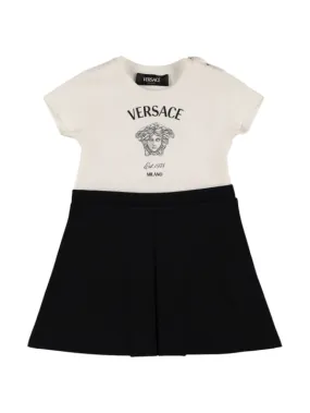 Versace   Printed logo cotton jersey dress 