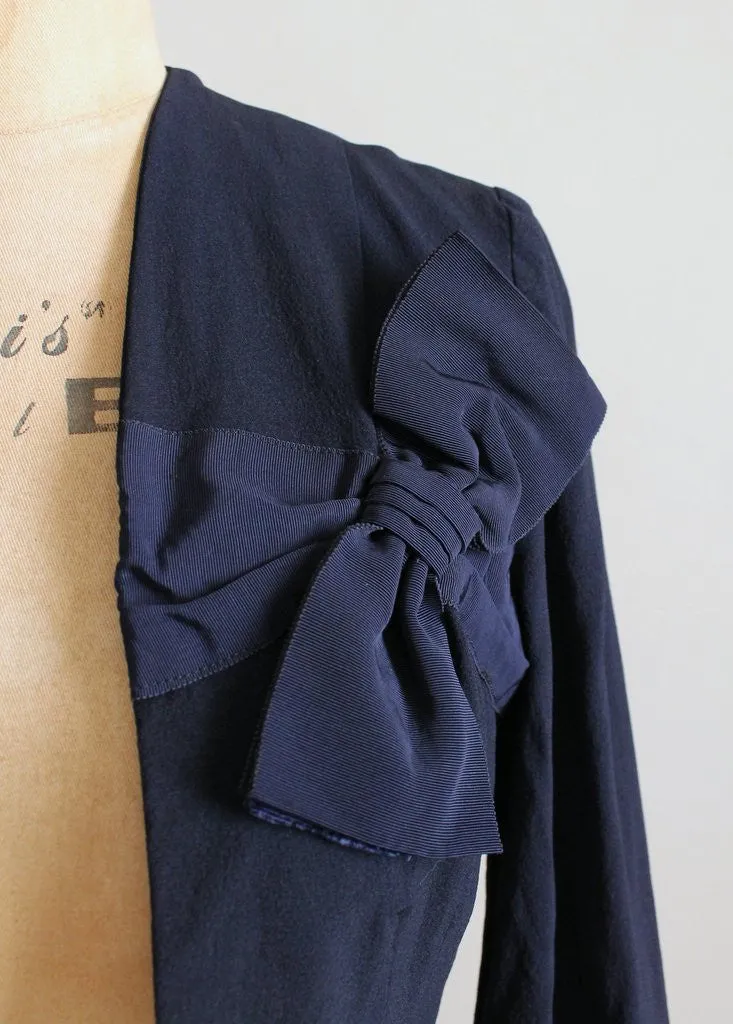 Vintage 1940s Navy Rayon Bolero Jacket