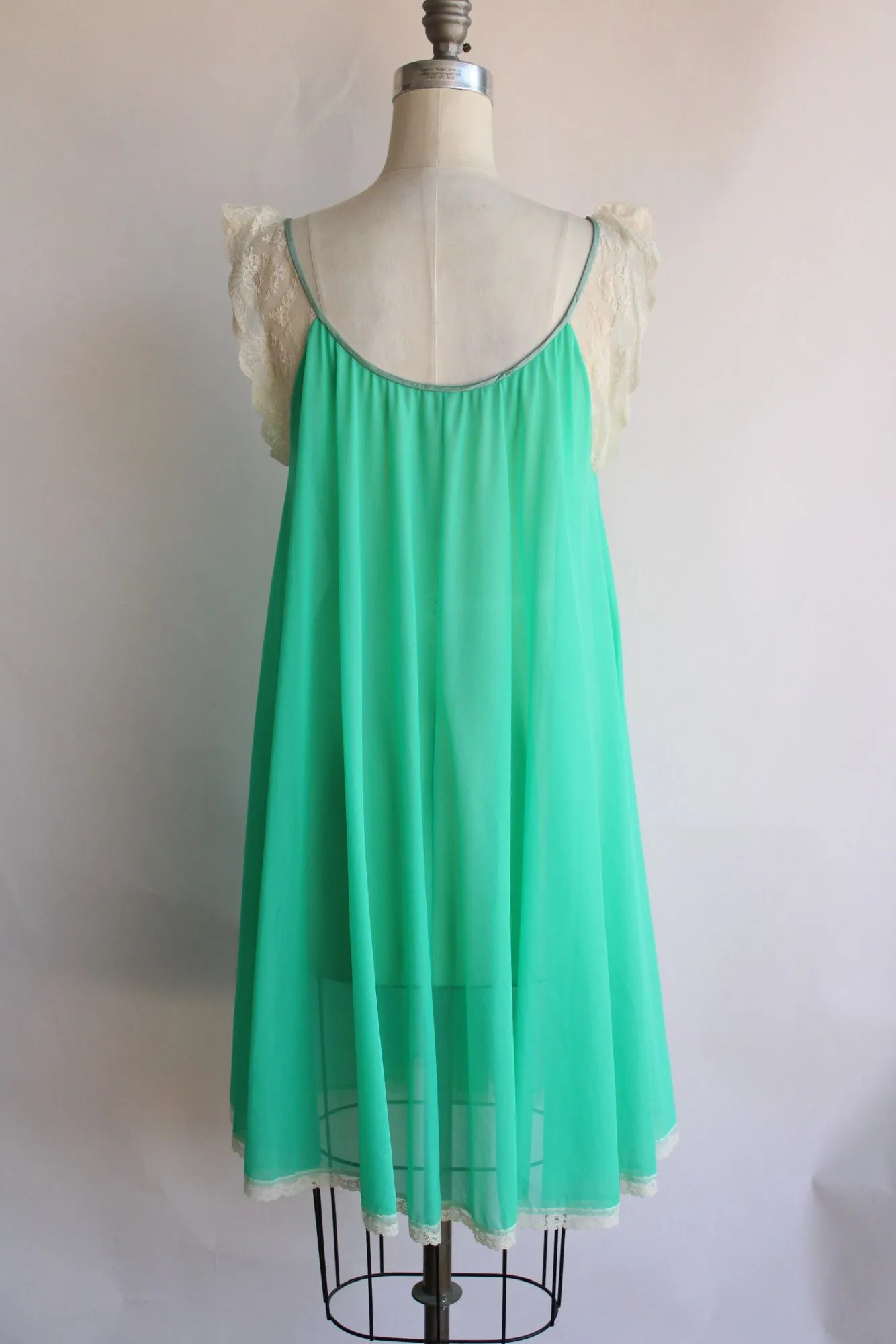 Vintage 1960s 1970s Green Nightgown with Butterflies, Claire Sandra by Lucie Ann