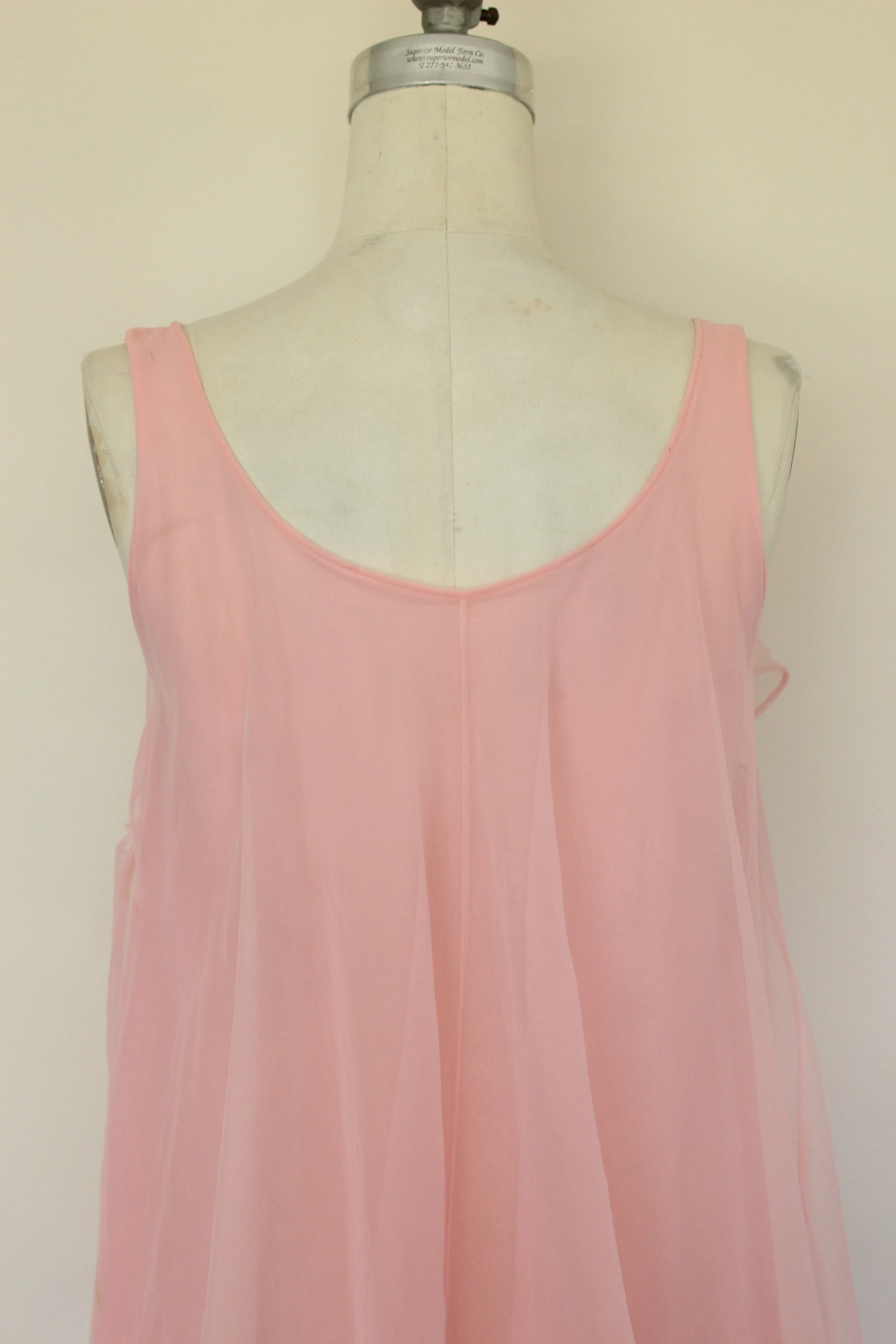 Vintage 1960s Pink Nylon Babydoll Nightgown