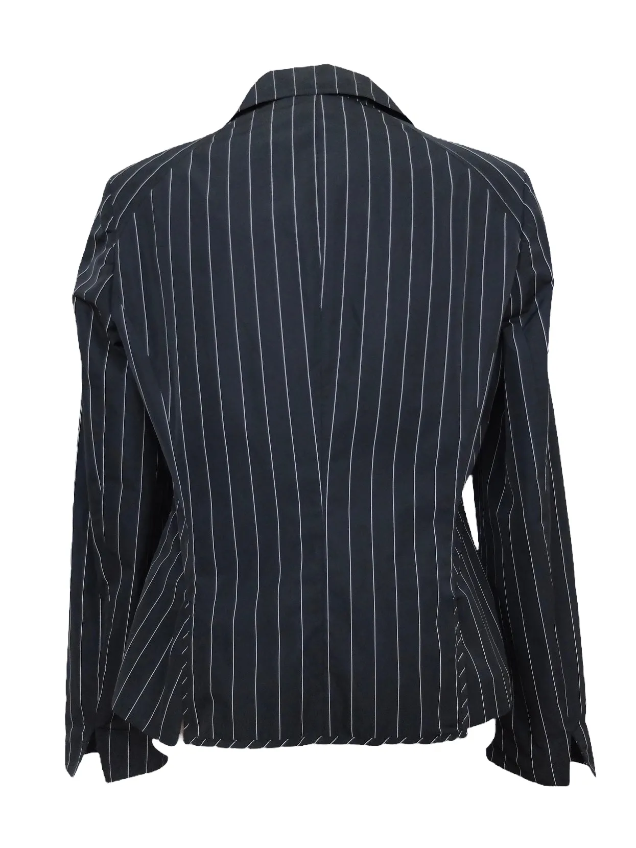 Vintage 90s Y2K Preppy Goth Grunge Black Pinstriped Collared Button Down Blazer Jacket | Size S