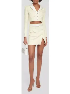 Women’s Cropped Bouclé Jacket and Belted Mini Skirt Set