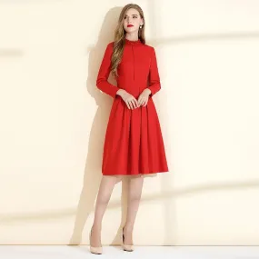 Women's Elegant Red Wool Dress