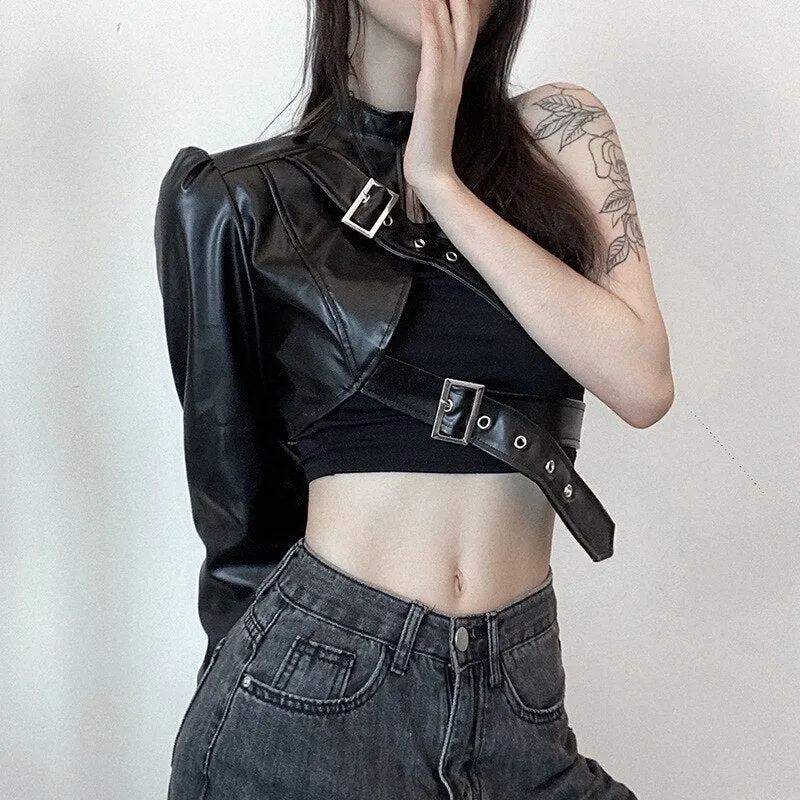 Women's Leather Jacket With Belt