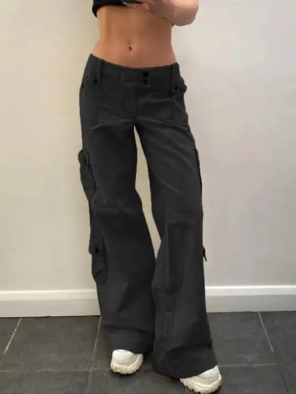 Women’s Solid Color Curve Oversize Cargo Trousers