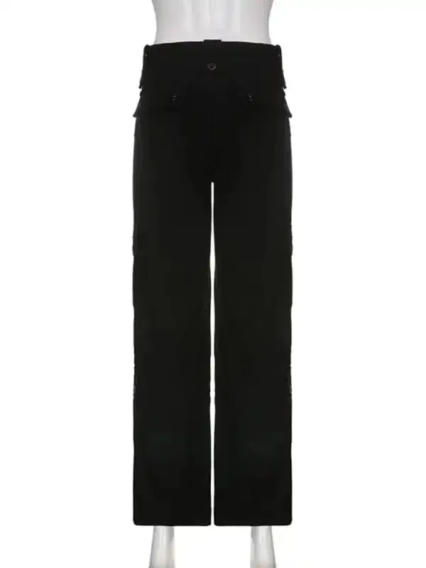 Women’s Solid Color Curve Oversize Cargo Trousers