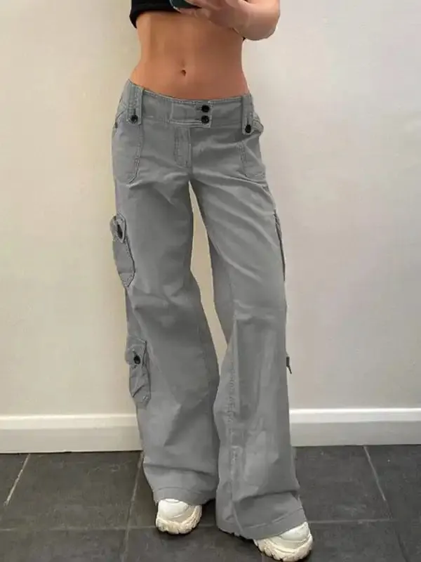 Women’s Solid Color Curve Oversize Cargo Trousers