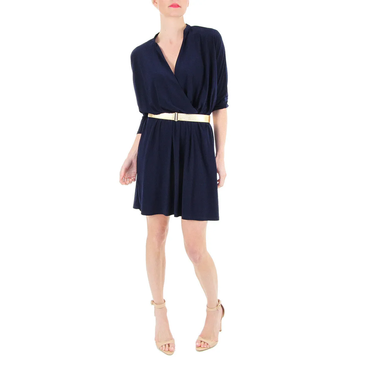 Wylie Drape Front Dress in Navy