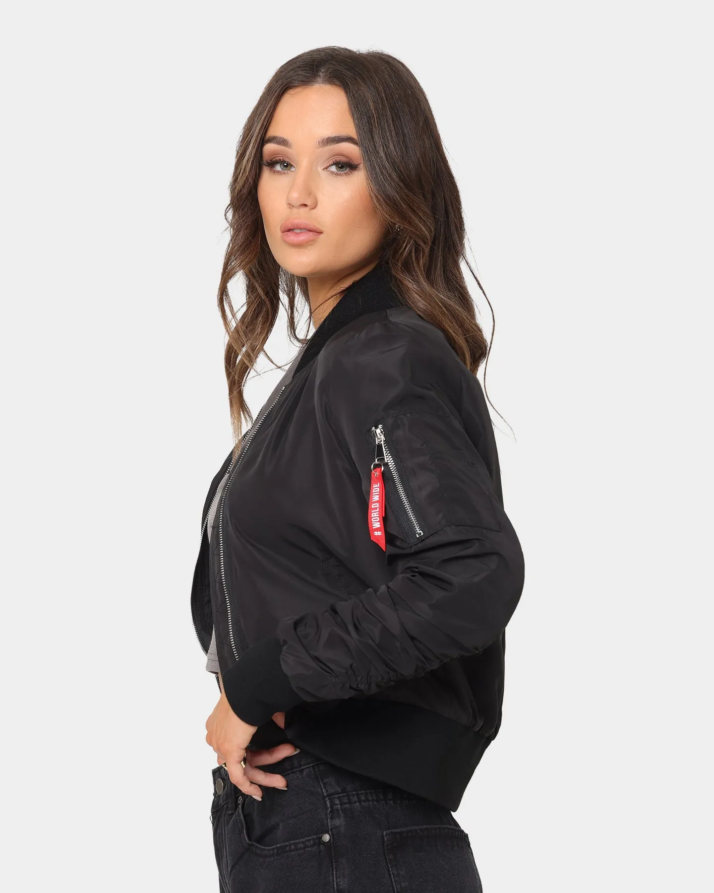 XXIII Women's Cropped Bomber Jacket Black