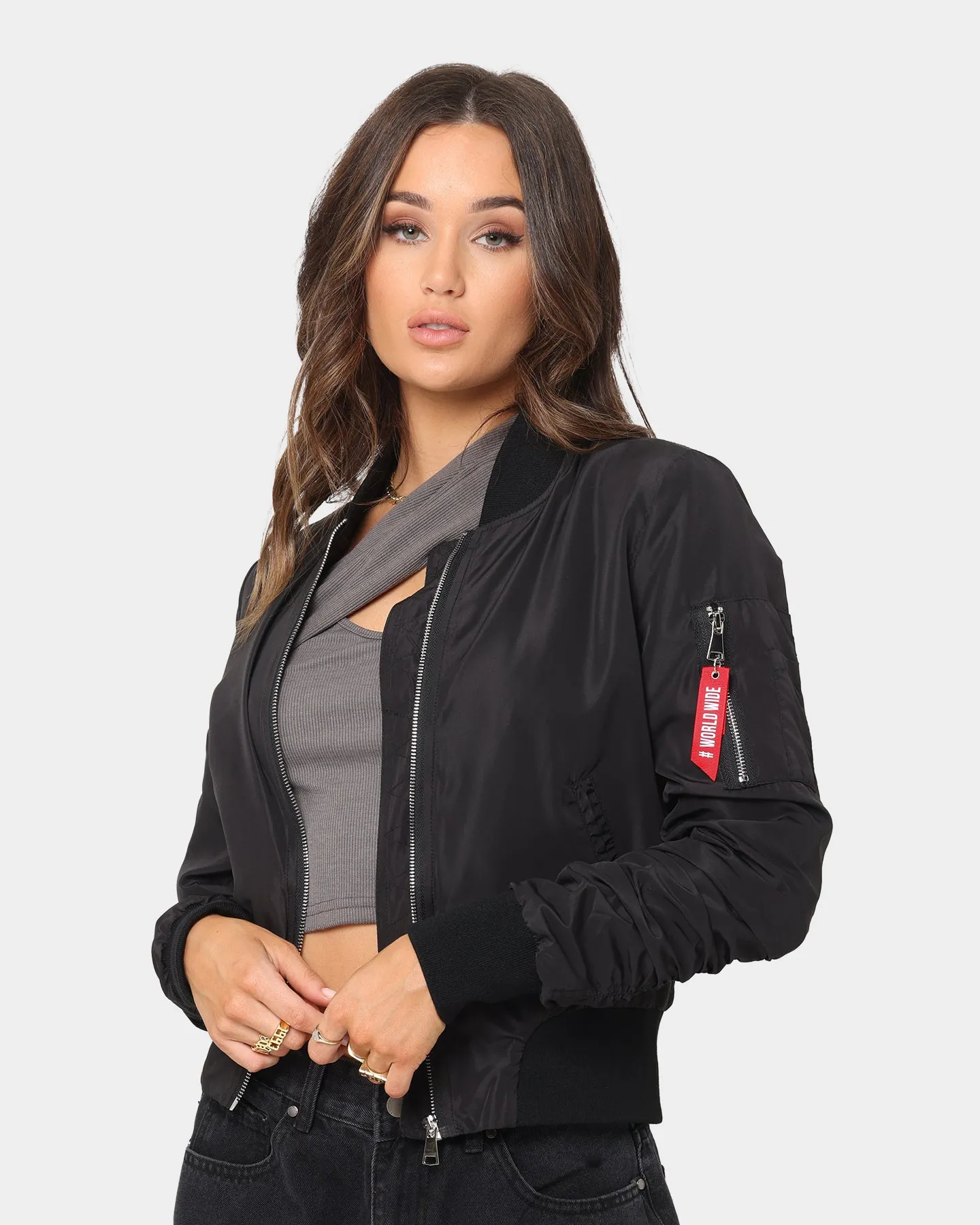 XXIII Women's Cropped Bomber Jacket Black