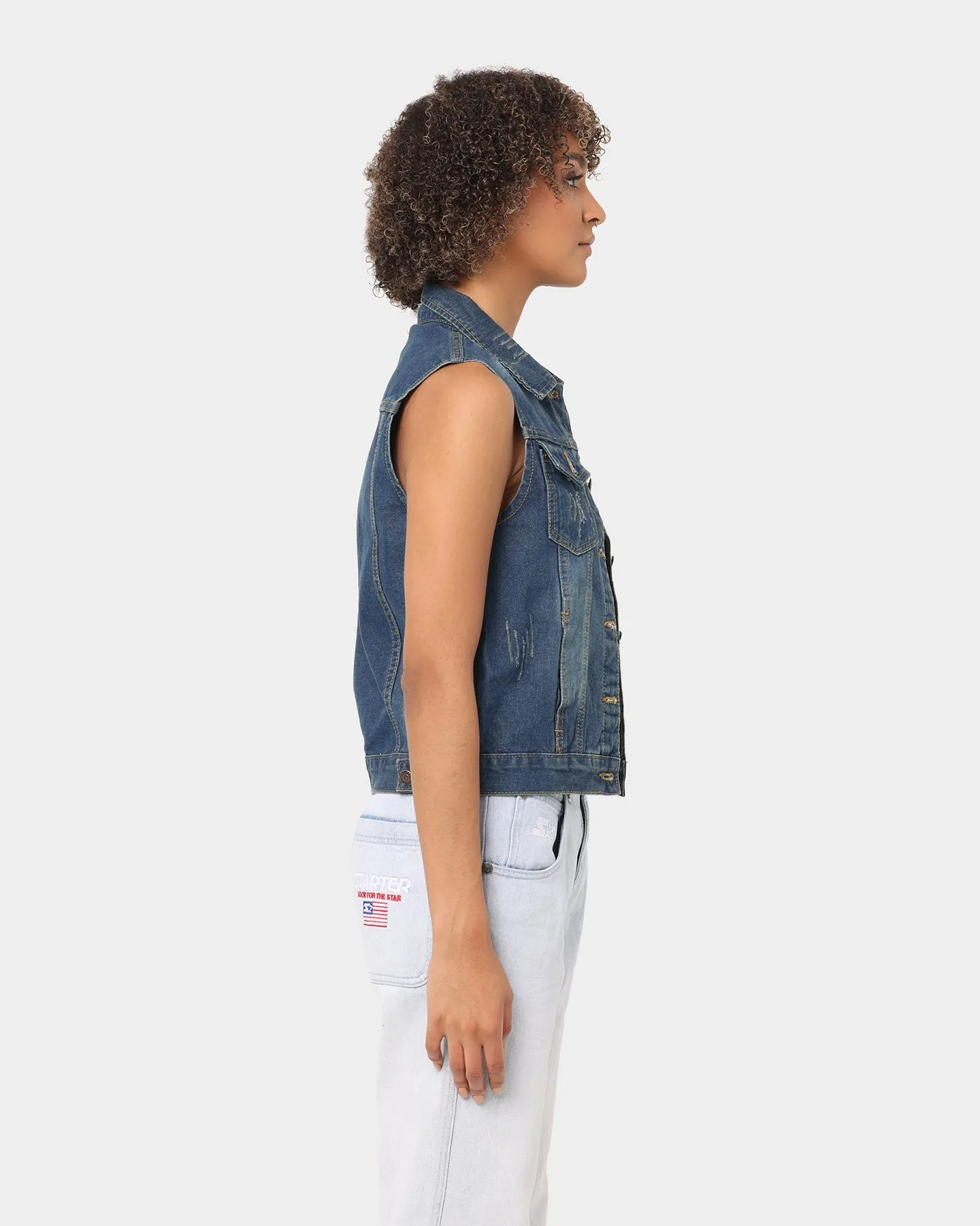 XXIII Women's Eight Denim Vest Blue Denim