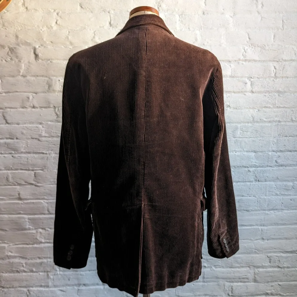 Y2K GAP Brown Corduroy Blazer Jacket Dark Academia Preppy Grandpa Longline Coat