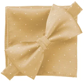 Yellow Gold [Glitter Dots] - Bow Tie and Pocket Square Matching Set